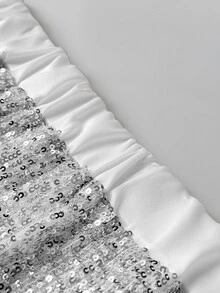 Maweii Plus Size Sequin Patchwork Mature Korean Style Romantic Party 2 Pieces Set Fall - White - View 7