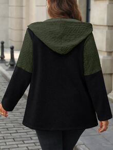 SHEIN 大尺碼女款拼色休閒日常穿著長袖連帽外套 - 彩色 - 查看 2