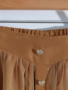 GlowEve CURVE Women's Plus Size Elegant Party Lace Patchwork Skirt, Party/Gathering Skirt Fall - Khaki - View 4