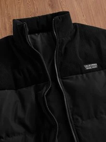 SWAVVY Men's Zipper Casual Versatile Winter Padded Coat - Black - View 5