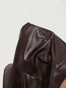 SHEIN MOD 黑色復古魅力宮廷風短褲：交叉綁帶設計搭配鉚釘裝飾 – 適合西式穿搭、度假造型、Y2K風格及時尚下午茶約會 - 巧克力棕 - 查看 3