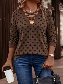 SHEIN LUNE Women's Casual Contrast Color Plus Size Sweatshirt, Autumn/Winter Fall - Multicolor - View 4
