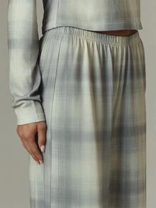 MUSERA Checkered Elasticated Waist Loose Fit Trouser Fall Autumn Winter Casual Outfits Oatmilk Society - Multicolor - View 5