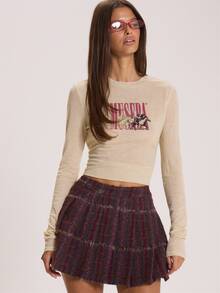 MUSERA Checkered Pleated High Rise Mini Skirt Autumn Winter Fall Cute Everyday Coolgirl Mullburn Hill - Multicolor - View 6