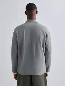 Merionis Men's Solid Color Casual Versatile Daily Wear Long Sleeve Shirt - Grey - View 2
