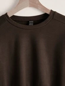 SHEIN EZwear 2件裝素色插肩袖運動衫，長袖上衣，秋季/日常上學穿搭，淺灰色與黑色，休閒基礎款 - 彩色 - 查看 10
