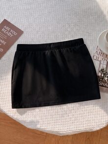 Tween Girls Short White Athletic Skirt - Black - View 6