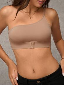 Esseday Women's Comfortable Daily Front Closure Push-Up Single Strap Bra, 1pc - Coffee Brown - View 6