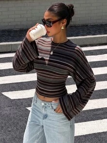 Muchica Women's Striped Casual Daily Long Sleeve T-Shirt - Multicolor - View 6