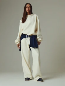 MUSERA Cream Oversized Graphic Long Sleeve Hoodie Fall Autumn Winter Casual Style Outfits - Apricot - View 3