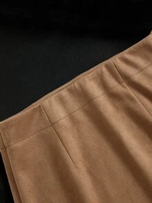 Muvela Women's Brown Suede Lace Skirt - Brown - View 8
