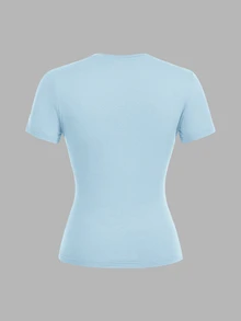 SHEIN EZwear 3件組女款素色圓領短袖休閒T恤 - 彩色 - 查看 4