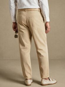 Lornavo Men's Solid Color Tapered Leg Loose Casual Commuter Pants With Pockets - Khaki - View 2