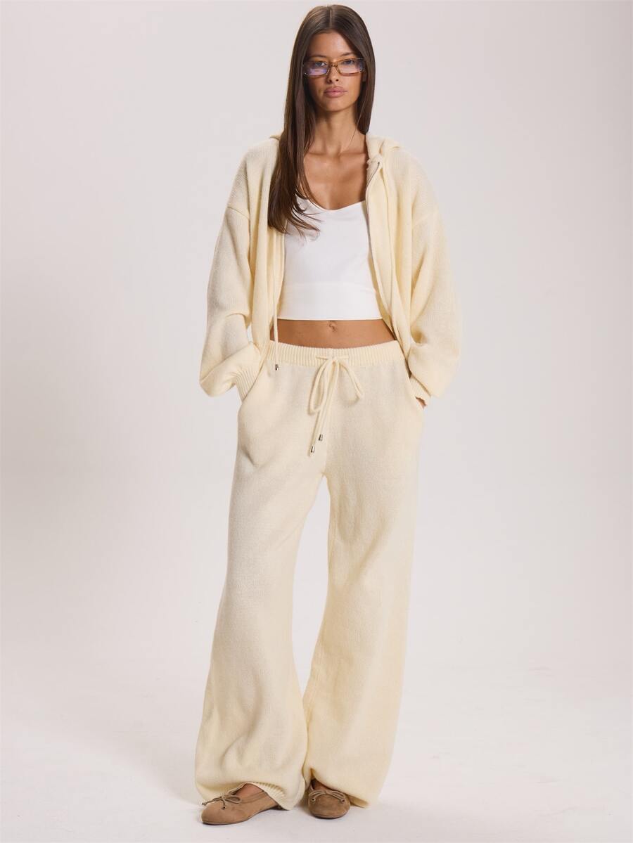 MUSERA Cream Knit Drawstring Waist Loose Fit Sweatpants Sold Seperately Autumn Winter Fall Cute Everyday Coolgirl Mullburn Hill - Cream - View 1