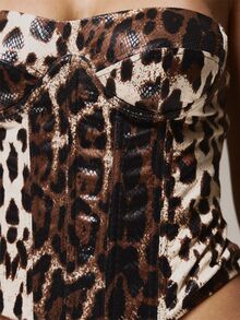 MUSERA Leopard Printed Corset Style Top Winter Fall Cute Autumn Sexy Night Out Party Going Out Low Lights - Coffee Brown - View 6