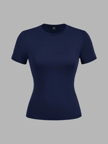 SHEIN EZwear 3件組女款素色圓領短袖休閒T恤 - 彩色 - 查看 8