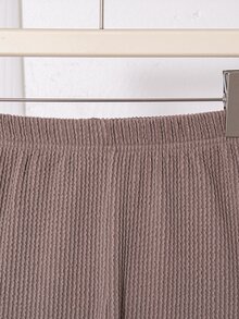 SHEIN Big Girls 2-Piece Casual Set, Irregular Pullover Turtleneck Long Sleeve Top & Casual Flared Long Pants, For Spring Autumn Winter And Daily Outings - Brown - View 7