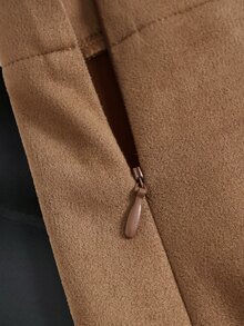 Muvela Women's Brown Suede Lace Skirt - Brown - View 9