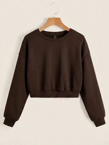 SHEIN EZwear 2件裝素色插肩袖運動衫，長袖上衣，秋季/日常上學穿搭，淺灰色與黑色，休閒基礎款 - 彩色 - 查看 5