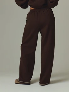 MUSERA Brown Low Rise Baggy Straight Leg Joggers Sweatpants Fall Autumn Winter Casual Style Outfits - Coffee Brown - View 5