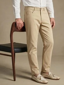 Lornavo Men's Solid Color Tapered Leg Loose Casual Commuter Pants With Pockets - Khaki - View 6