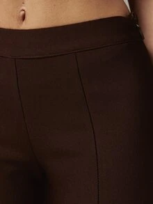 MUSERA Bandage Low Rise Fitted Capri Trouser Fall Cute Autumn Sexy Night Out Party Going Out Halloween Low Lights - Coffee Brown - View 5