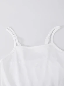SHEIN Casuvi Kids 青少年女孩秋冬優雅珍珠開襟外套與泡泡下擺吊帶洋裝2件套裝 - 墨綠色 - 查看 5