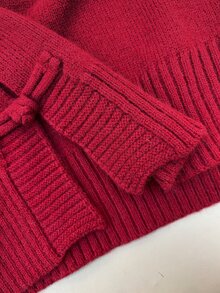Breezaya Autumn/Winter Elegant New Chinese Style Red Turn-Down Collar Frog Button Knit Cardigan Sweater For Women - Red - View 4