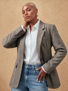 SHEIN Lunessa Women's Casual Versatile Commute & Travel Blazer - Green - View 1
