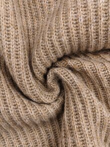 LUMIGAL Women's Chunky Ribbed V-Neck 3D Wavy Ruffle Waist Asymmetrical Fishtail Flared Hem Long Sleeve Sweater, Fall Party Date Night Camel Romantic Elegant - Khaki - View 7