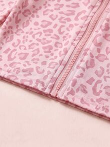 SHEIN 女童小女孩 2 件組立領拉鍊純色長袖上衣與長褲套裝，適合休閒、日常與校園穿著，適用春夏秋季 - 粉色 - 查看 5