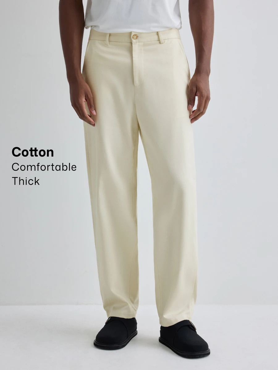 Merionis Men's Solid Color Casual Versatile Daily Wear Long Pants - Apricot - View 1