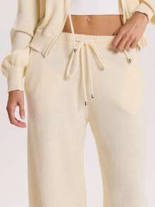 MUSERA Cream Knit Drawstring Waist Loose Fit Sweatpants Sold Seperately Autumn Winter Fall Cute Everyday Coolgirl Mullburn Hill - Cream - View 5