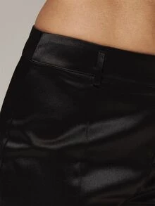 MUSERA Satin Low Rise Tailored Style Mini Shorts Winter Fall Cute Autumn Sexy Night Out Party Going Out Low Lights Witch Gothic Horror Grunge Spooky - Black - View 6
