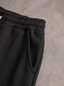 STYNVO Men's Letter Print Drawstring Waist Sweatpants For Outdoor - Black - View 4