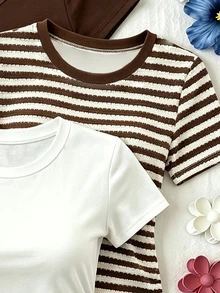 3PCS Tween Girls T-Shirts - Multicolor - View 3