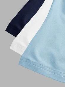 SHEIN EZwear 3件組女款素色圓領短袖休閒T恤 - 彩色 - 查看 7