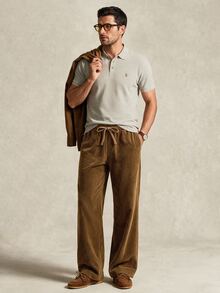 Lornavo Men's Solid Color Waist Tie Pocket Straight Leg Pants - Mocha Brown - View 6