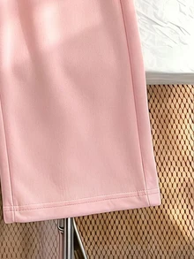 SHEIN 女童 2 件套休閒時尚春/秋/冬款立領運動衫與寬腿運動長褲套裝，適合秋冬日常、街頭、新風格、時髦女孩、校園時尚返校穿搭 - 彩色 - 查看 4
