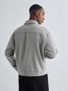 Merionis Men's Solid Color Casual Versatile Daily Long Sleeve Shirt - Light Grey - View 2