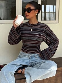 Muchica Women's Striped Casual Daily Long Sleeve T-Shirt - Multicolor - View 5