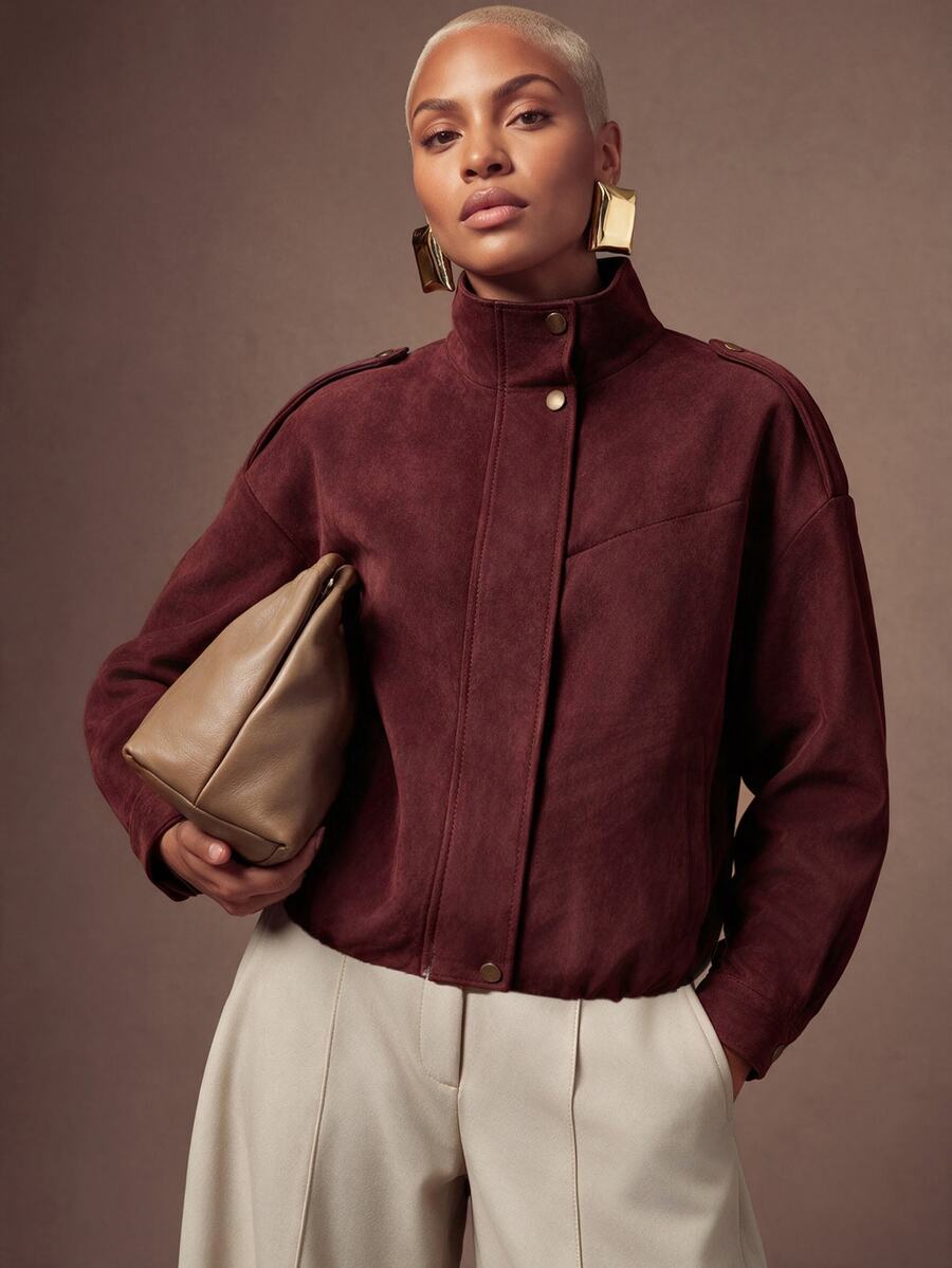 SHEIN Lunessa Women's Autumn/Winter Fashion Versatile Suede Design Jacket Coat - Brown - View 1
