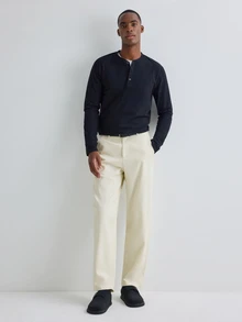 Merionis Men's Solid Color Casual Versatile Daily Wear Long Pants - Apricot - View 3