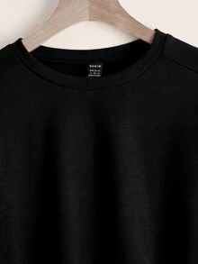 SHEIN EZwear 2件裝素色插肩袖運動衫，長袖上衣，秋季/日常上學穿搭，淺灰色與黑色，休閒基礎款 - 彩色 - 查看 9