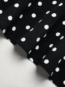 SHEIN Tween Girl Polka Dot Tween Girl Print High Waist Skirt - Black - View 4
