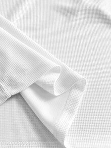 SWAVVY 男士刺繡對比色圓領長袖T恤，休閒款 - 紅色 - 查看 5
