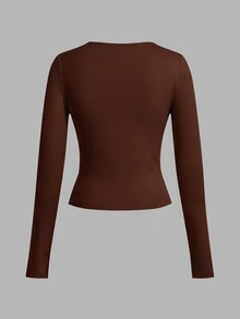 SHEIN EZwear 3件組女款素色圓領長袖休閒T恤 - 彩色 - 查看 7