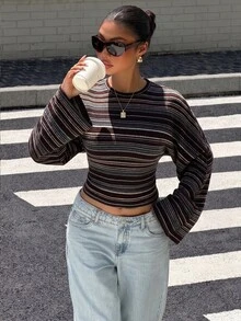 Muchica Women's Striped Casual Daily Long Sleeve T-Shirt - Multicolor - View 7