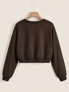 SHEIN EZwear 2件裝素色插肩袖運動衫，長袖上衣，秋季/日常上學穿搭，淺灰色與黑色，休閒基礎款 - 彩色 - 查看 2
