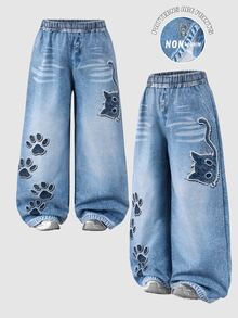 SHEIN Teen Girls Fall Clothes Fashionable Versatile Solid Color Cargo Pants, Fall, Casual, Minimalist, Bac - Baby Blue - View 3